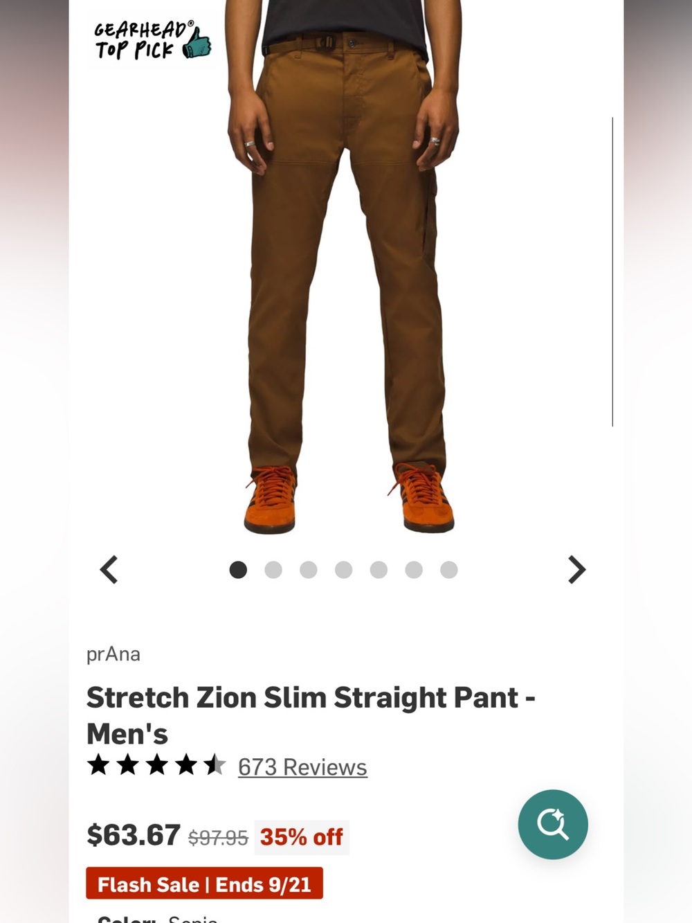 PrAna Stretch Zion Slim Stretch Pants Hiking Brown 30x32